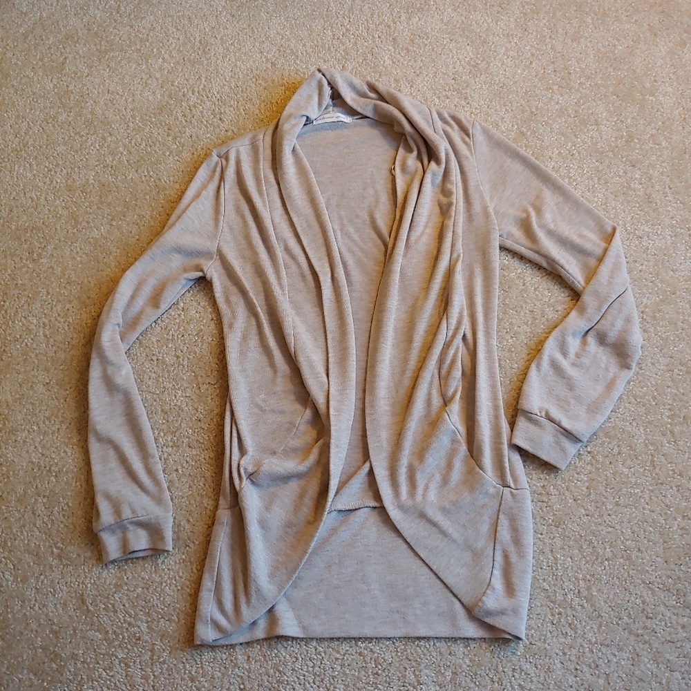 Ambiance apparel open front cream cardigan